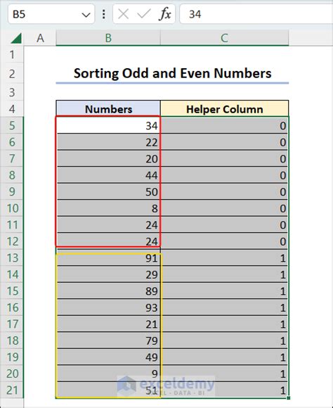 how to separate odd and even numbers in excel